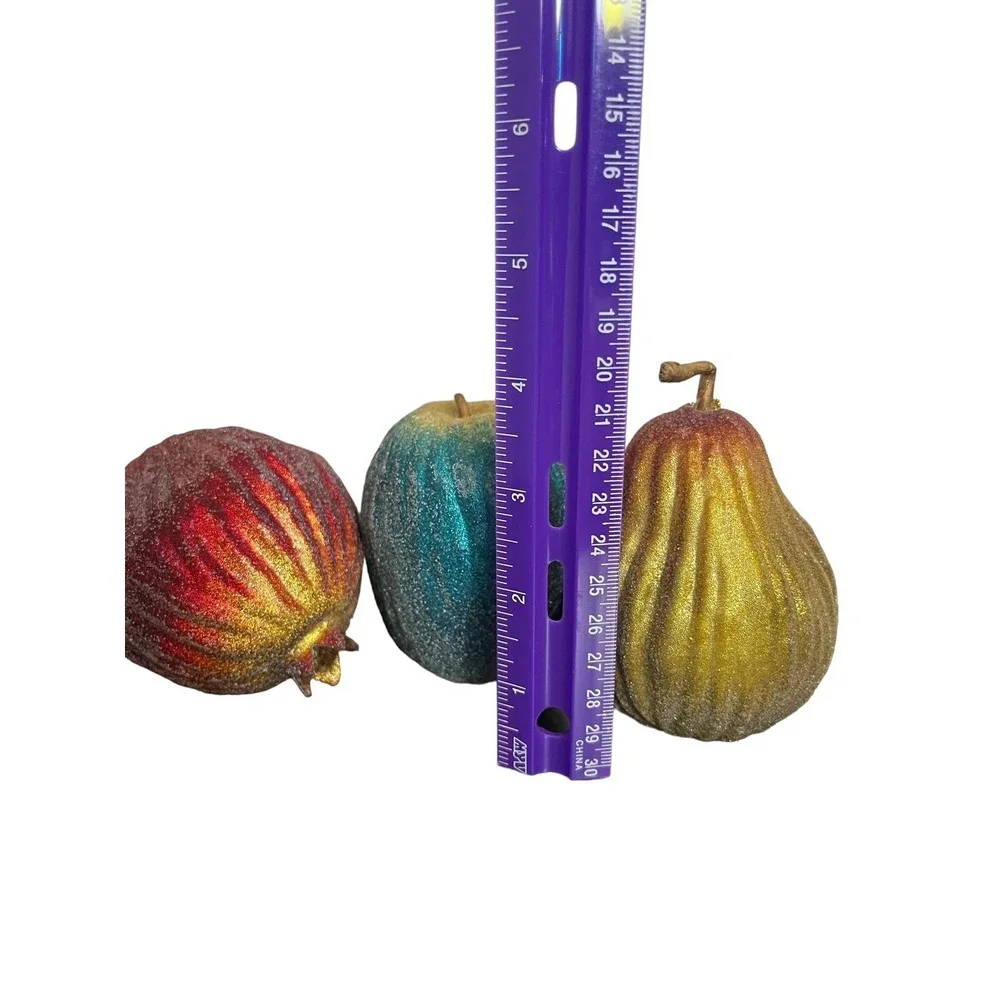 Vintage MCM Faux Fruit Sugared look Retro Set Of 3 Mixed fruit